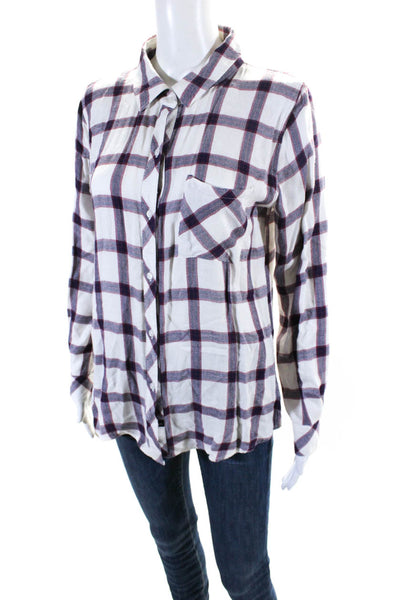 Rails Womens Long Sleeve Check Flannel Button Up Shirt White Navy Red Size Small