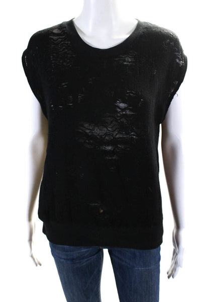 IRO Womens Nuala Distressed Threadbare Tank Top Sweater Black Size Small