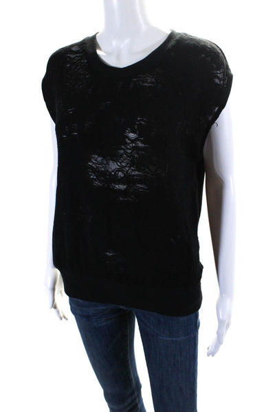 IRO Womens Nuala Distressed Threadbare Tank Top Sweater Black Size Small