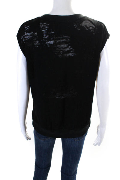 IRO Womens Nuala Distressed Threadbare Tank Top Sweater Black Size Small