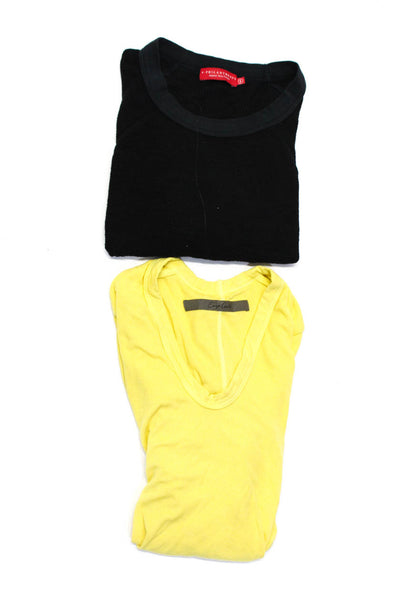 Philanthropy Enza Costa Womens Tee Shirt Top Black Yellow Size Small Lot 2