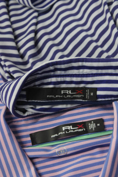 RLX Ralph Lauren Mens Short Sleeve Polo Shirt Purple Blue Pink Medium Lot 3