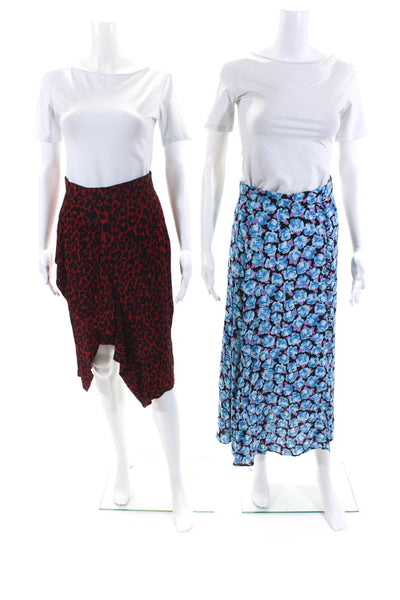 Zara Basic Womens Animal Floral Print Skirts Red Blue Size Extra Small Lot 2