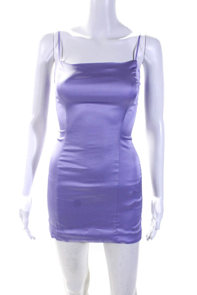 Sunday Best Womens Satin Spaghetti Strap Mini Sheath Slip Dress Lavender Size 00