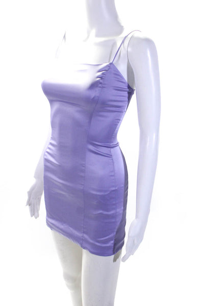 Sunday Best Womens Satin Spaghetti Strap Mini Sheath Slip Dress Lavender Size 00