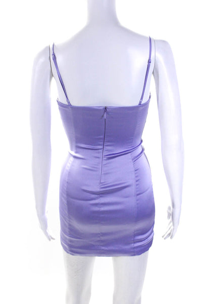 Sunday Best Womens Satin Spaghetti Strap Mini Sheath Slip Dress Lavender Size 00