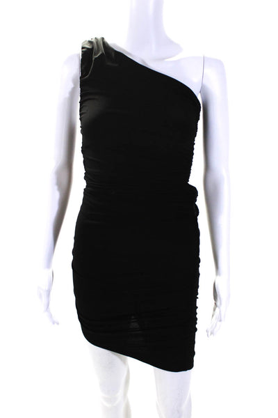Alice + Olivia Womens Ruched One Shoulder Mini Sheath Dress Black Size 0