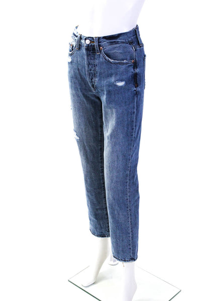 Pistola Womens High Waist Button Fly Distressed High Rise Jeans Blue Size 25