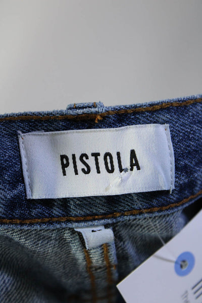 Pistola Womens High Waist Button Fly Distressed High Rise Jeans Blue Size 25