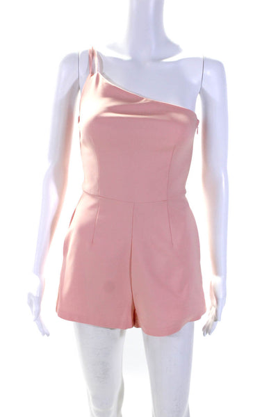 Superdown Womens One Shoulder Spaghetti Strap Romper Light Pink Size Extra Small