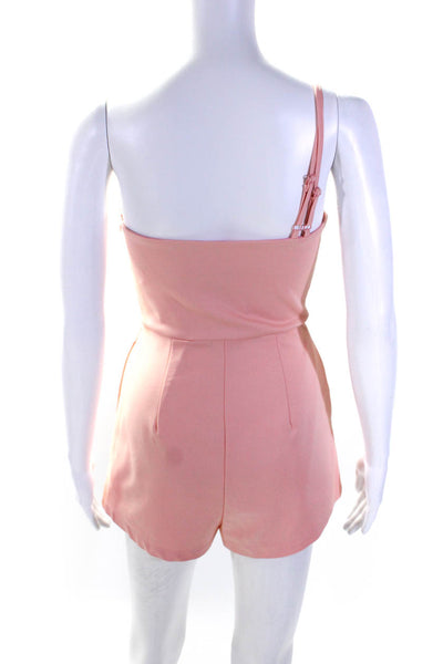 Superdown Womens One Shoulder Spaghetti Strap Romper Light Pink Size Extra Small