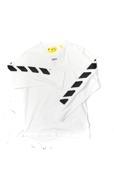 Off White Childrens Girls Striped Long Sleeve Top Tee Shirt White Black Size 10