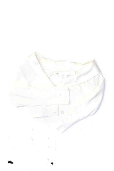 Jonathan Simkhai Womens Asymmetrical Collared Cut-Out Crop Blazer White Size 6