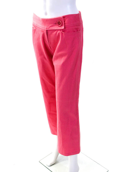 Nanette Lepore Womens Zipper Fly Mid Rise Flare Leg Pants Pink Cotton Size 2