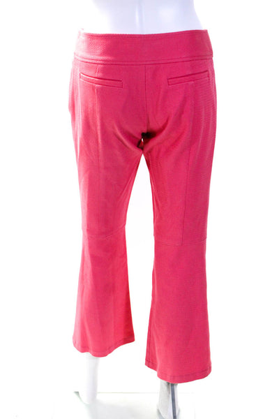 Nanette Lepore Womens Zipper Fly Mid Rise Flare Leg Pants Pink Cotton Size 2