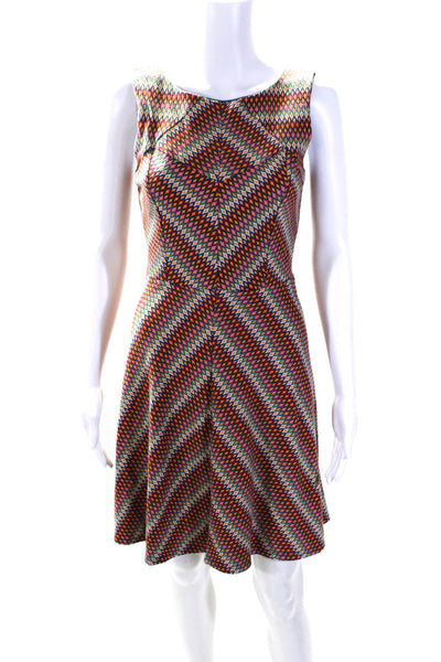 Eva Franco Womens Back Zip Scoop Neck Knit Abstract Dress Multicolored Size 4