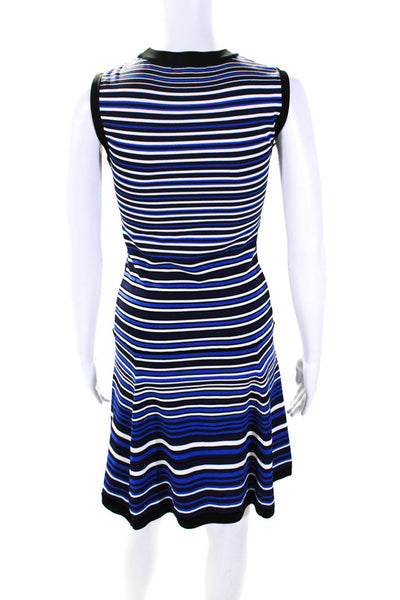 Nanette Lepore Womens Sleeveless Crew Neck Striped Knit Dress Blue White Small