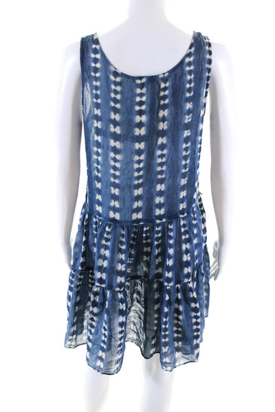 J Crew  Women's Scoop Neck Sleeveless Tiered Tue Dye Mini Dress Blue Size S