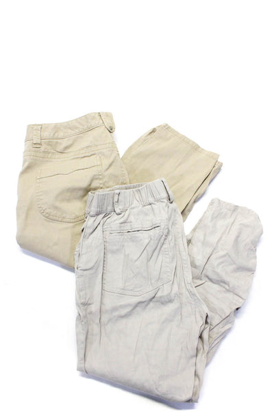 DKNY Womens Cropped Capri Jeans Canvas Pants Beige Size 12 Medium Lot 2