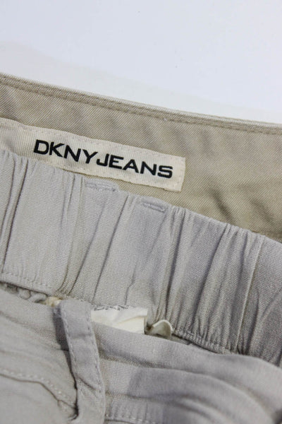 DKNY Womens Cropped Capri Jeans Canvas Pants Beige Size 12 Medium Lot 2