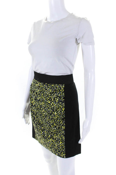 Cynthia Steffe Womens Spotted Panel Ponte Mini Pencil Skirt Black Yellow Size 10