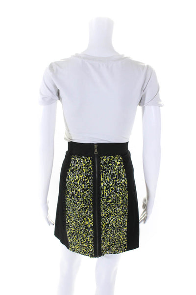 Cynthia Steffe Womens Spotted Panel Ponte Mini Pencil Skirt Black Yellow Size 10