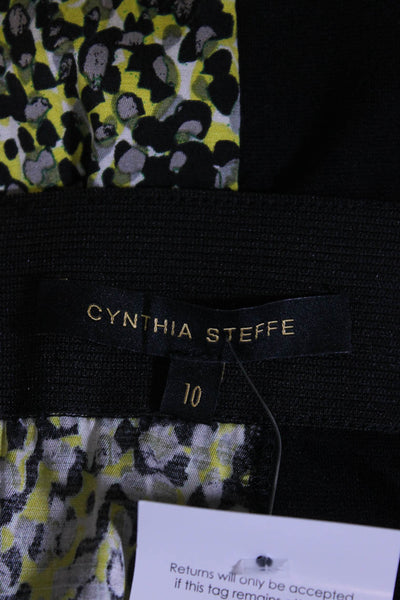 Cynthia Steffe Womens Spotted Panel Ponte Mini Pencil Skirt Black Yellow Size 10