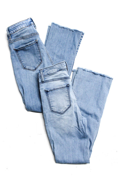 Hidden Womens High Rise Distressed Fringe Flare Crop Jeans Blue Size 24 Lot 2
