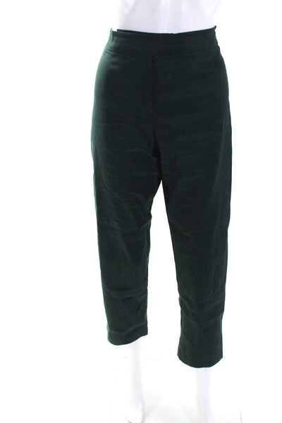 Sarah Pacini Womens Dark Green High Rise Straight Leg Trouser Pants Size M