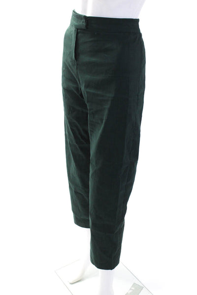 Sarah Pacini Womens Dark Green High Rise Straight Leg Trouser Pants Size M