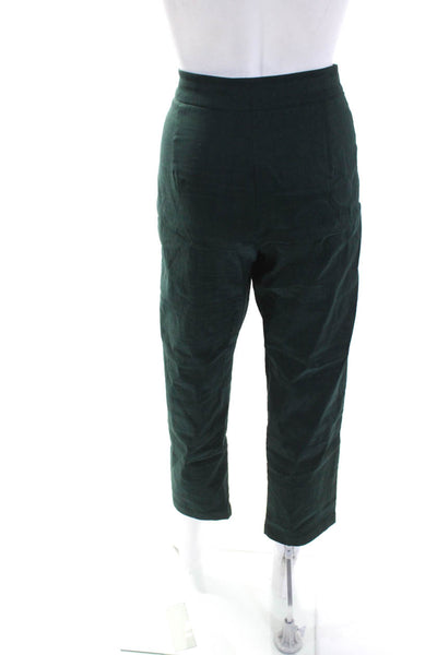 Sarah Pacini Womens Dark Green High Rise Straight Leg Trouser Pants Size M