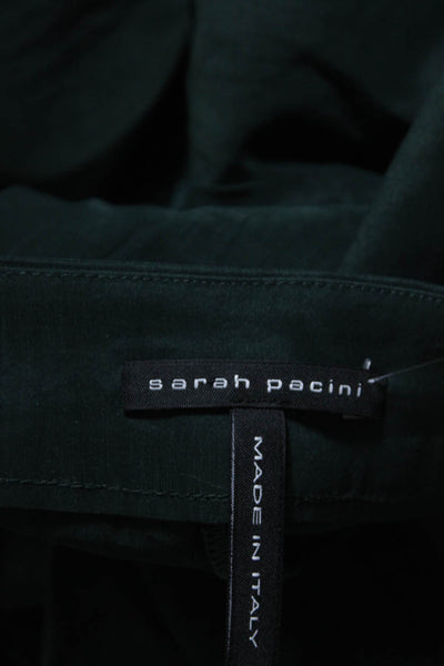 Sarah Pacini Womens Dark Green High Rise Straight Leg Trouser Pants Size M