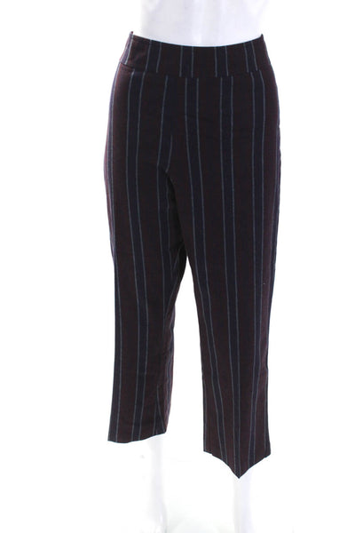 Avenue Montaigne Womens Dark Red Stripes High Rise Bootcut Trouser Pants Size 12