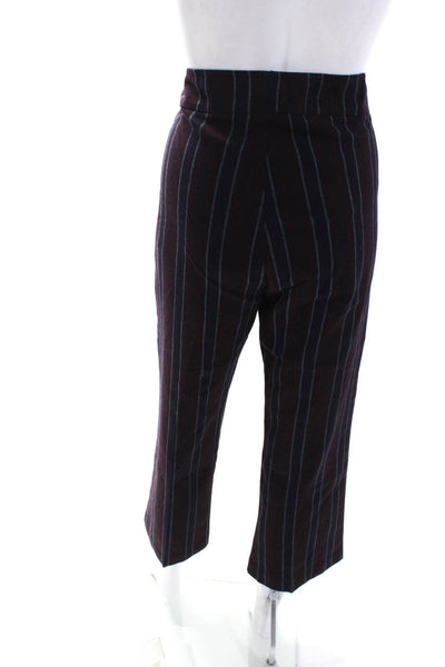 Avenue Montaigne Womens Dark Red Stripes High Rise Bootcut Trouser Pants Size 12