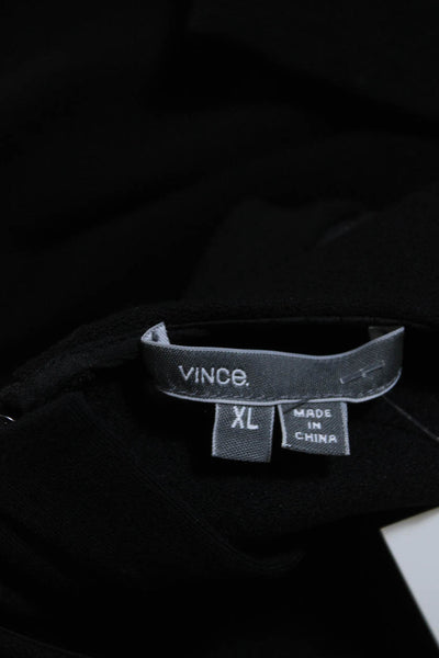 Vince Womens Black Textured Crew Neck Zip Back Long Sleeve Shift Dress Size XL