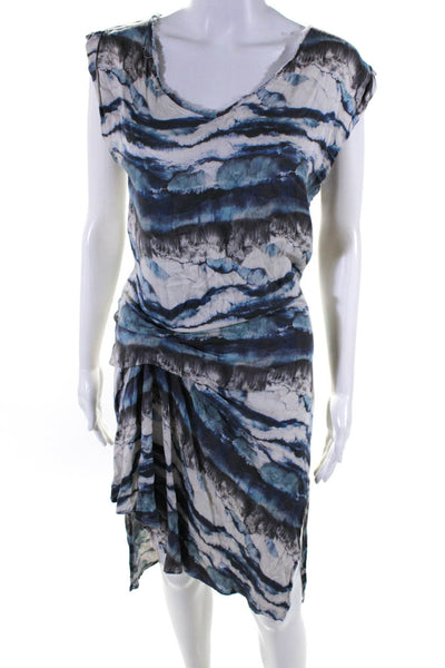 Young Fabulous & Broke Womens Blue Gray Printed Scoop Neck Shift Dress Size XS