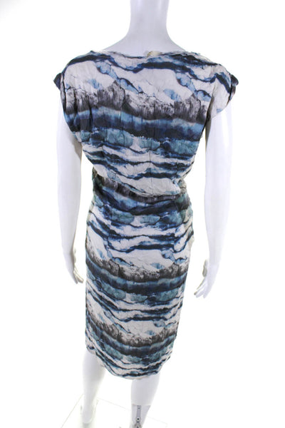 Young Fabulous & Broke Womens Blue Gray Printed Scoop Neck Shift Dress Size XS