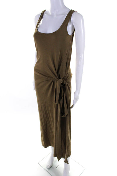 Vince Womens Brown Scoop Neck Tie Front Cotton Sleeveless Tank Dress Size XS