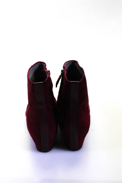 Eileen Fisher Womens Suede Low Heel Side Zip Ankle Boots Crimson Red Size 6.5US