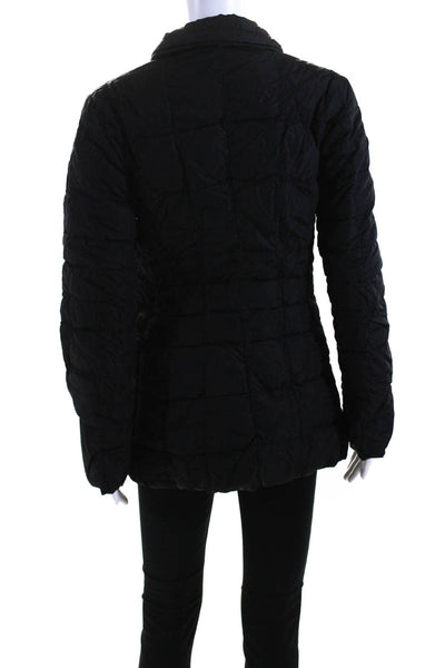 Moncler Womens Front Zip Long Sleeve Down Quilted Mock Neck Jacket Black Size 0