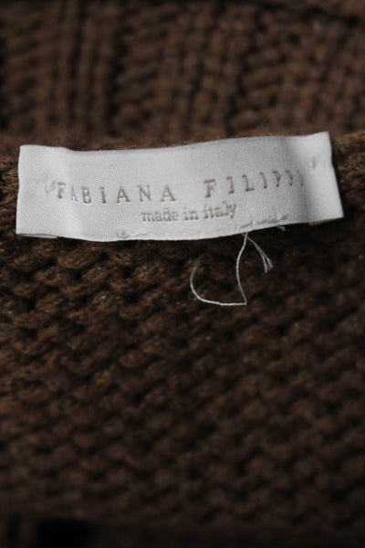 Fabiana Filippi Womens Oversized Short Sleeve Turtleneck Top Brown Size Small