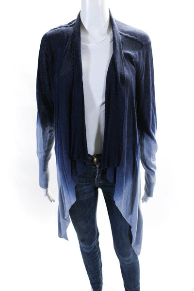 Acrobat Womens Ombre Gradient Waterfall Cardigan Sweater Blue Linen Size Small