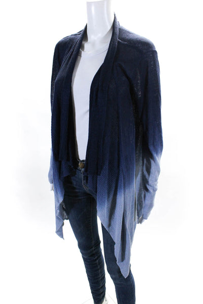 Acrobat Womens Ombre Gradient Waterfall Cardigan Sweater Blue Linen Size Small