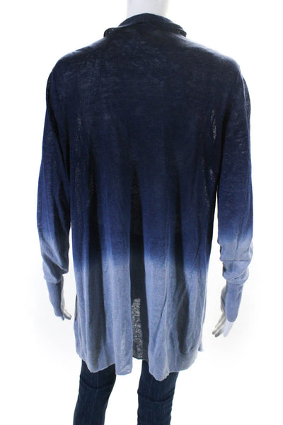 Acrobat Womens Ombre Gradient Waterfall Cardigan Sweater Blue Linen Size Small