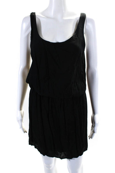 Splendid Womens Scoop Neck Elastic Waist Mini Tank Sheath Dress Black Medium