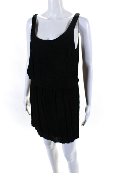 Splendid Womens Scoop Neck Elastic Waist Mini Tank Sheath Dress Black Medium