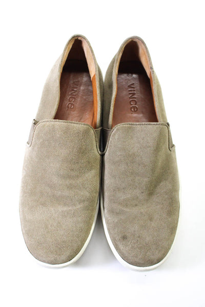 Vince Women's Round Toe Slip-On Rubber Sole Suede Leather Beige Size 9