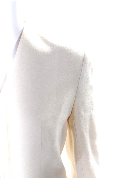 Christian Dior Womens Cream Wool Drape Detail Blazer Skirt Set Size 10 6