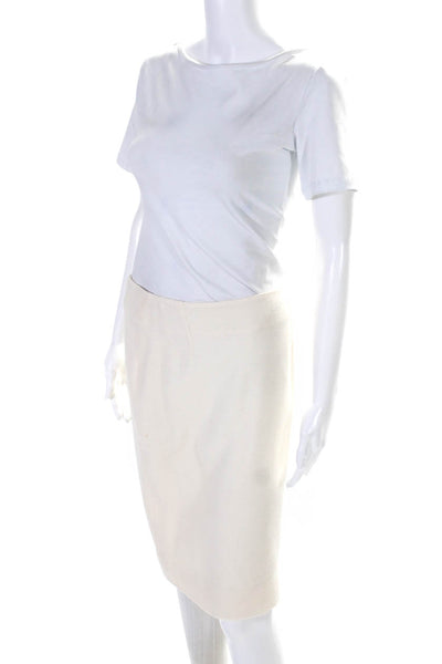 Christian Dior Womens Cream Wool Drape Detail Blazer Skirt Set Size 10 6