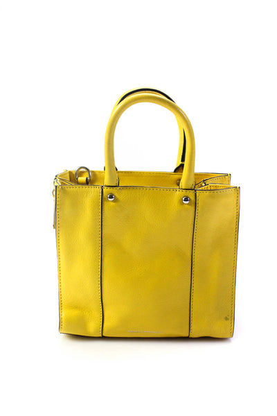 Rebecca Minkoff Womens Small Leather Top Handle Satchel Crossbody Handbag Yellow